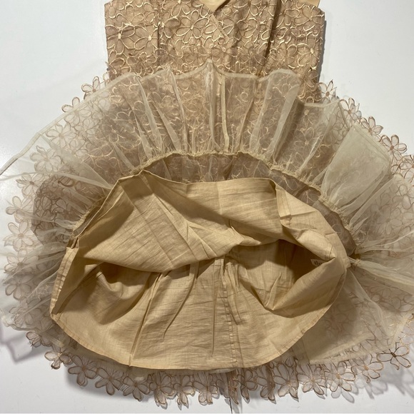 Frock By Tracy Reese Nude Pleated Vintage Inspired Silk Cotton Floral Dress 6 - Picture 6 of 15